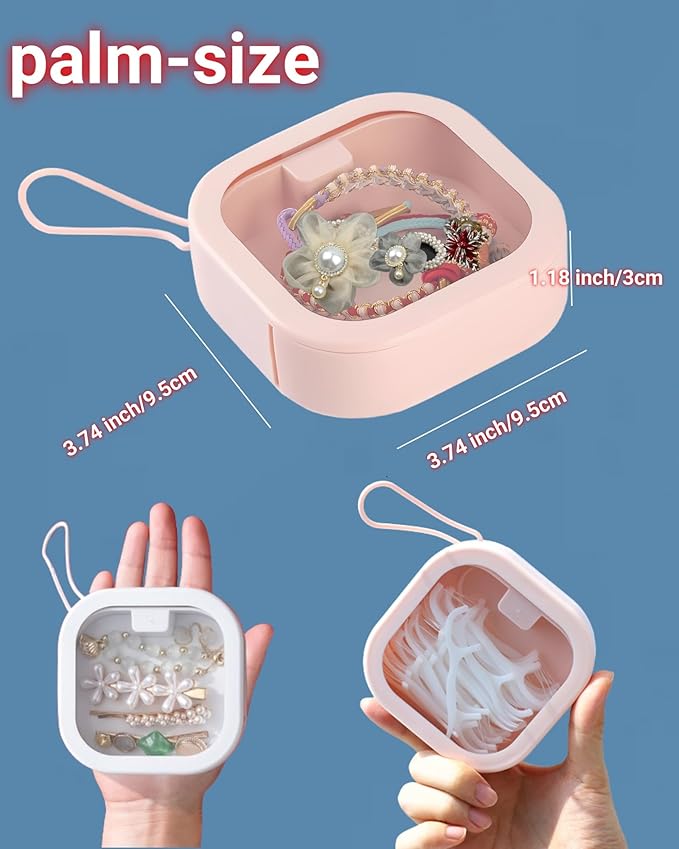 4pcs Hair Tie Organizer,Portable Hair Tie Holder Organizer for Girls, Babby Girl Hair Accessory Organizer for Small Travel Items storage like hair clips,qtips,floss.2pink&2white