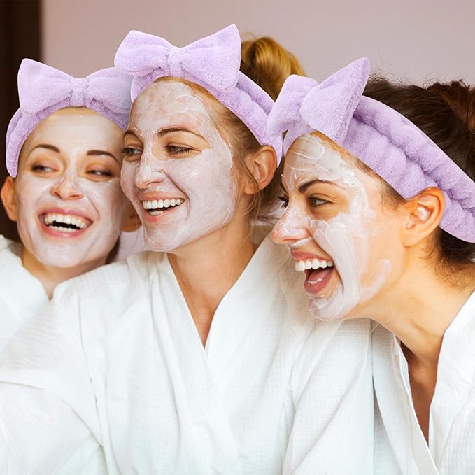 Semato Bachelorette Party Favor Set Bride and Bridesmaid Spa Headband Skincare Headbands for Women Gifts and Party Supplies (Purple)