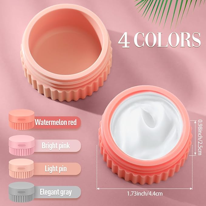 Maxcheck 4 Pcs Travel Containers for Toiletries 0.68 Oz/20 ml Small Silicone Cream Jar with Lid Mini Leakproof Lotion Jar Refillable Travel Cosmetic Container for Face Body Skin Cream (Elegant Color)