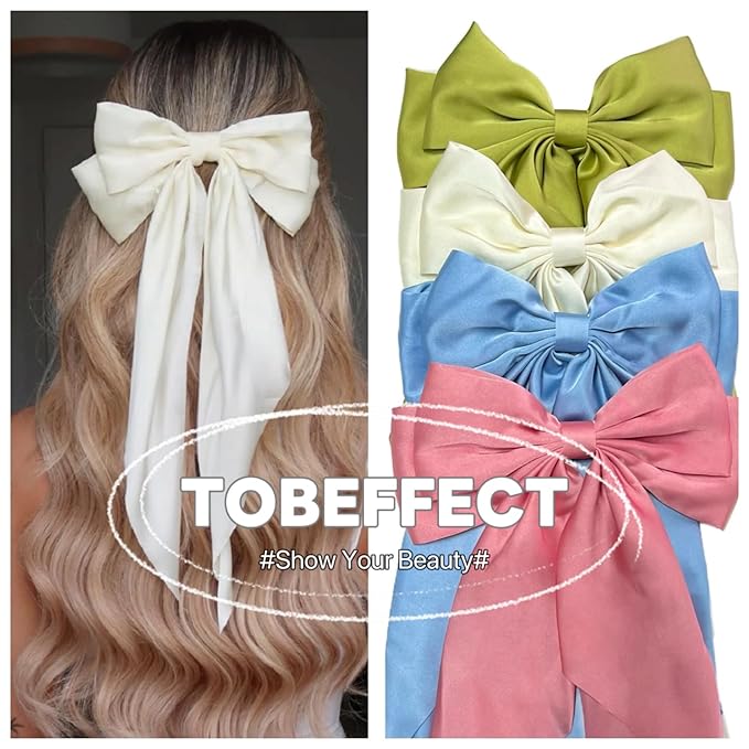 Hair Bows for Women Hair Ribbon Bow Hair Clips with Long Tails Vintage Hair Accessories for Women