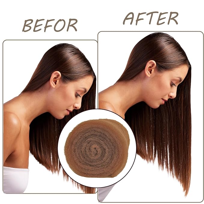 Hair Sponge for Updo Brown with 200pcs pin Hair Filler Padding for Updo Light coffee