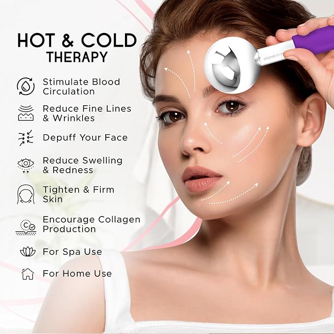 Ice Globes for Facials, Unbreakable Steel Cooling Roller, Cryo Sticks for Face, Massager for Face, Neck & Eyes, Skin Care for Dark Circles, Puffiness, Wrinkles, Collagen Production (Purple)