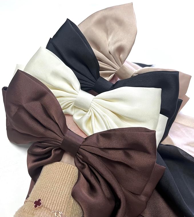 Hair Bows for Women Girls 8 PCS Hair Ribbon Bow Hair Clips with Long Tails Vintage Hair Accessories for Women