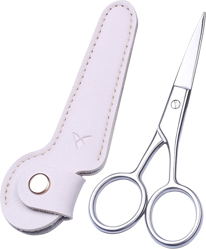 Women's Stainless Steel 4.0" Eyebrow Scissors - Small Beauty Trimmer for Brow & Eyelash and Facial Hair