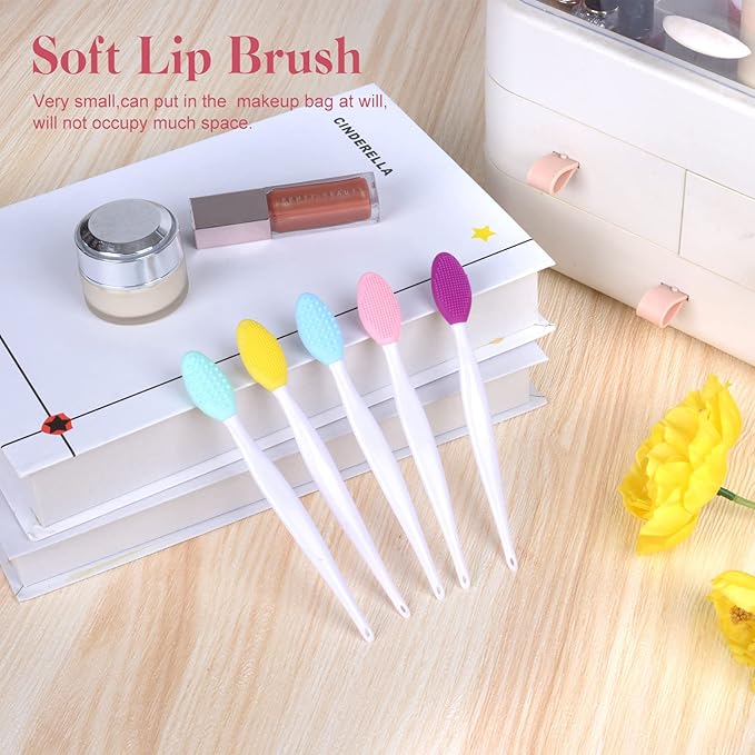 5 Pcs Facial Cleansing Brush,Lip Scrub Brush,Silicone Face Mask Brush for Face Scrubber & Lip Scrubber,For Massaging,Exfoliating,Remove Blackheads,Makeup Skincare Removal,DIY Mask