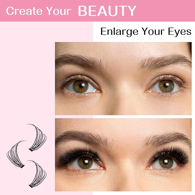280 Pcs Individual Lashes 30D-D-0.07-16 Cluster Lashes 10D 20D C D Curl Wispy Lashes Bottom Lashes DIY Lashes At Home（30D-D-0.07-16）