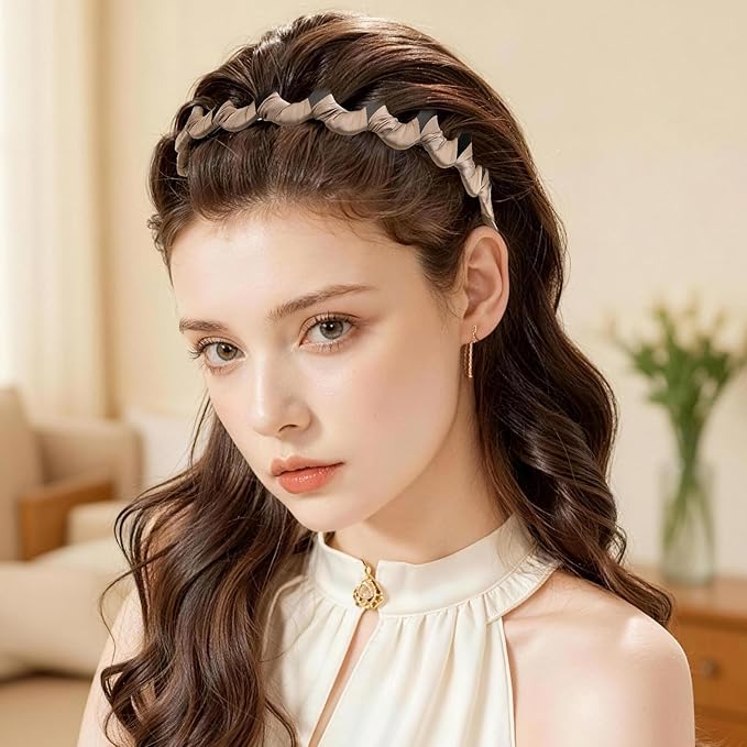 Molizummy 6 PCS Zig Zag Headbands for Women and Men, Non Slip Wavy Head bands with Teeth Comb, Plastic U Shape Headbands for Girls, Classic 90s Hair Accessories for Face Washing Skin Care Makeup