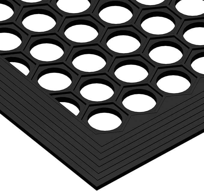 BEHERO Rubber Outdoor Mat, 36 x 24 inches Anti Fatigue Rubber Floor Mats, Non-Slip Front Door Mats Entrance, Heavy Duty Pool Mat Outside for Entryway, Garage Doormat Waterproof, Black