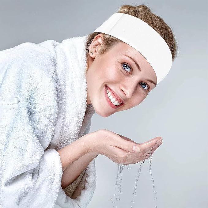 Disposable Headbands for Spa & Facials – 48pcs White Headbands for Women – Esthetician & Professional Facial Heair band, Bulk Spa Headband for Washing Face, Skincare, Disposable Hair Band Pack