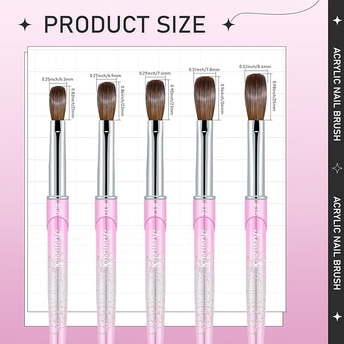 Acrylic Nail Brush Size 10, KEMEISI 100% Pure Kolinsky Nail Art Brushes Sturdy Handle Oval Shaped Acrylic Powder Nail Design Tools for Professional Manicure DIY Home Salon