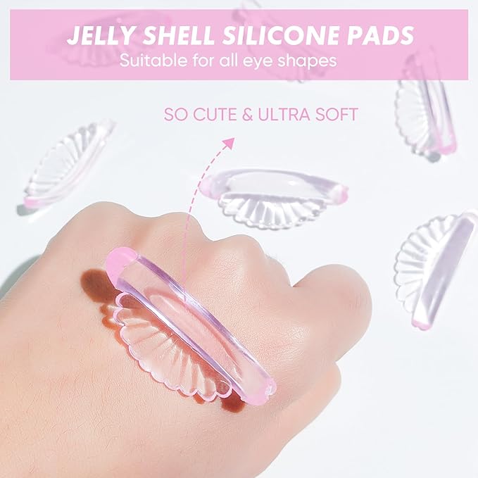 PERMANIA Lash Lift Rods, Self-Adhesive Super Soft 10 Pcs Shell Pink Lash Lift Pads Extreme Eyelash Curler Glueless