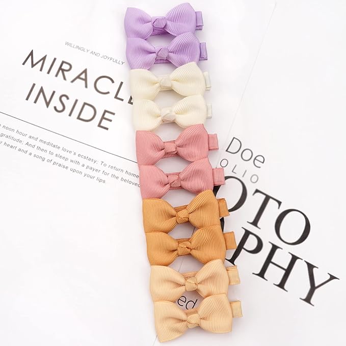 CLLOT Hair Clips, 70PCS Baby Girls Fully Lined Baby Bows Hair Pins Tiny 2' Hair Bows Alligator Clips for Infants Toddlers in Pairs