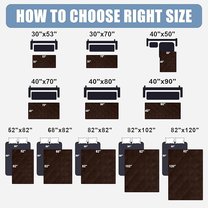 Smiry Waterproof Dog Bed Cover Blanket 52x82, Soft Reversible Pet Blanket, Washable Leakproof Cats Dogs Couch Cover for Sofa, Couch, Furniture, Chocolate/Beige