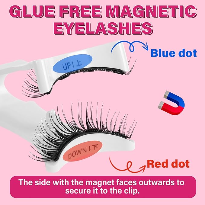 Reusable Magnetic Eyelashes with Applicator No Glue Needed Magnetic Lashes Kit 4Pcs Magnets Per Piece No Glue Needed False Eyelashes Waterproof,Cruelty Free,Easy To Wear (1pair, Fondness)