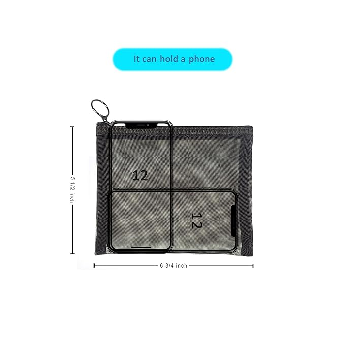 patu Zipper Mesh Bags, Size M / A6, 5 Pieces, Beauty Makeup Cosmetic Accessories Organizer, Travel Toiletry Kit Set Storage Pouch, Assorted Colors