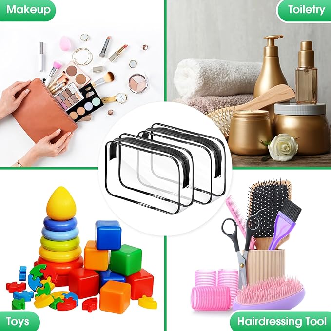 Reginary 36 Pieces Clear Makeup Bags Bulk Travel Toiletry Bags Transparent Cosmetic Pouches with Zipper Waterproof Portable PVC Plastic Zippered Organizer Cases for Women Men Vacation Travel Bathroom