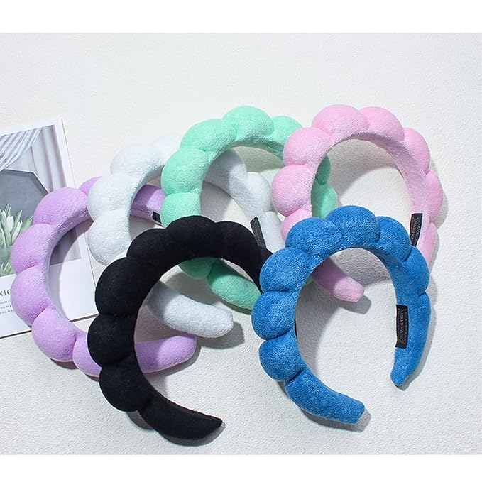 Spa Headbands for Washing Face Makeup Skin Care Headband Women Bubble Facial Beauty Headbands Puffy Shower Towel Band Hair Headband
