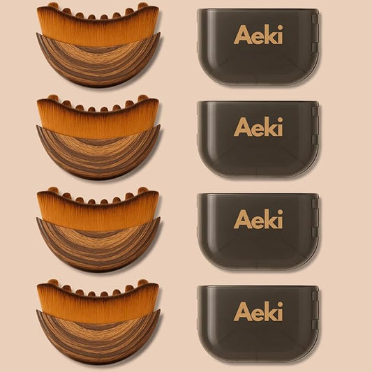 Aeki Lymphatic Contour Face Brush - Reduces Puffiness & Restores Definition, Aeki Lymphatic Face Brush, 100% Gentle & Soft on Skin | Naturally Sculpted Look,Aekii Facial Brush (4 Set)