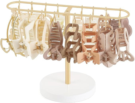 Mkono Metal Claw Clip Organizer Hair Claw Holder for Women and Girls Accessory Storage Display Stand for Dressing Table Bedroom Bathroom Decor, Gold