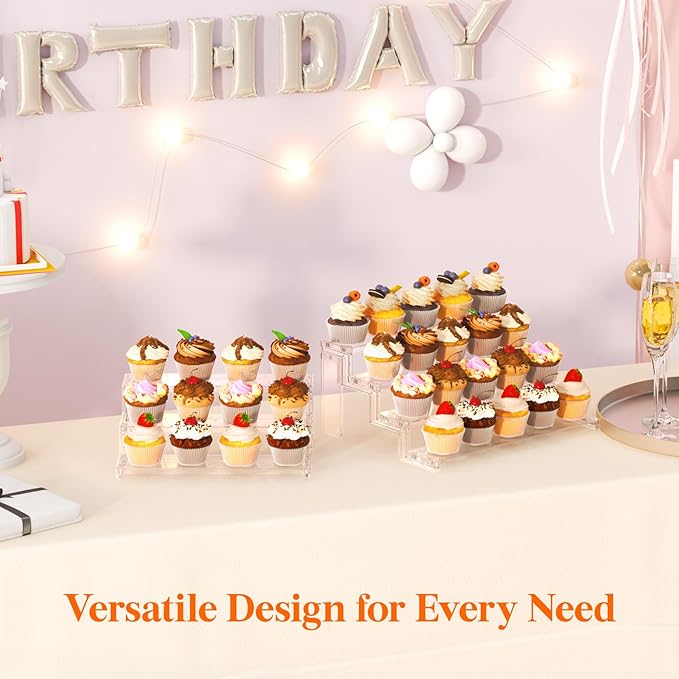 Lifewit Cupcake Stand, Perfume Cologne Organizer, Tool-Free Assembly, Display Riser, Spice Rack, Figurine Holder, Makeup Storage, Room Decor, Party Decorations, Clear, 12″ 3 Tier, 1 Pcs