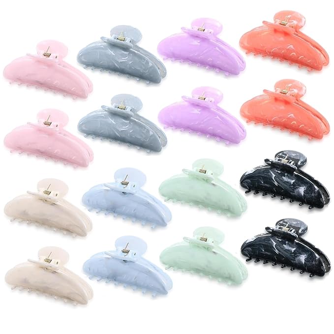 16 Pcs Large Acrylic Hair Claw Clips Bulk for Women Christmas Birthday Gift Fashion French Style Cute Hair Accessories Non-slip Hold Claw Clips for Thick Thin(Gradient Color)
