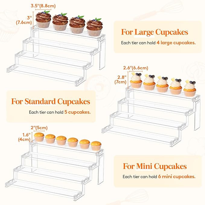 Lifewit Cupcake Stand, Perfume Cologne Organizer, Tool-Free Assembly, Display Riser, Spice Rack, Figurine Holder, Makeup Storage, Room Decor, Party Decorations, Clear, 14″ 4 Tier, 1 Pcs