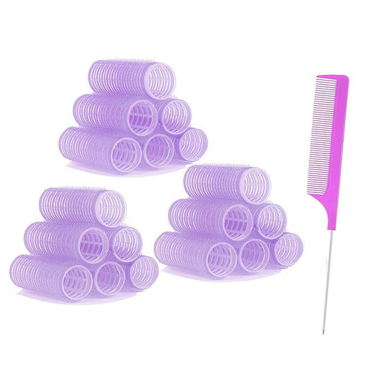 ZMD 18Pcs Self Grip Small Hair Curlers Rollers, Plastic Hair Curlers Heatless Salon Hairdressing Curlers DIY Curly Hair Accessories for Women Girls Short Medium Hair (0.8 x 2.4 Inch)