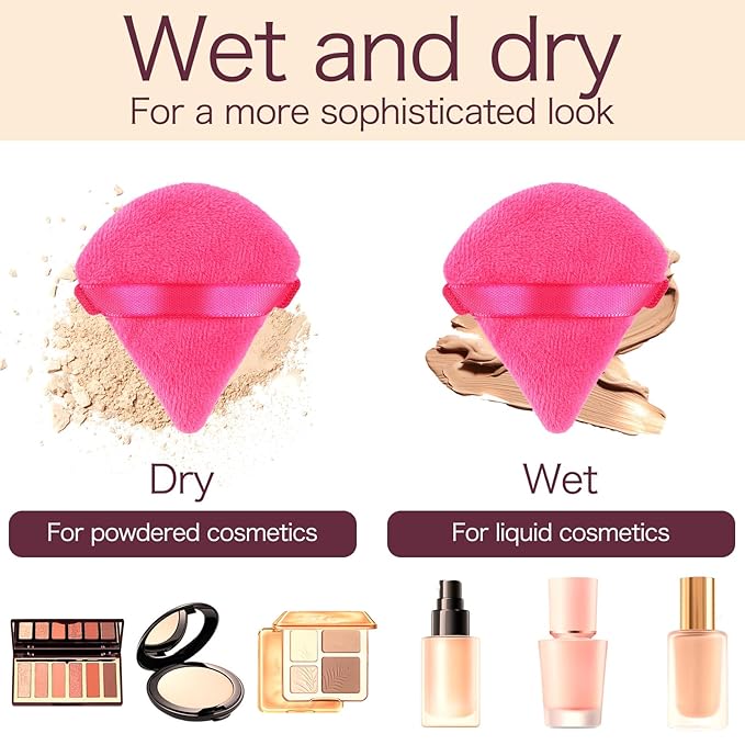 150Pcs Triangle Powder Puffs Soft Velour Makeup Puffs for Loose Powder Wet and Dry Use Cosmetic Foundation Tools (5 Colors)