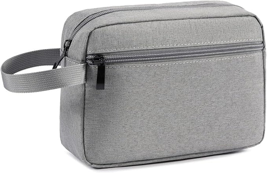 Travel Hanging Toiletry Bag with Carry Handle - Water-Resistant Small Cosmetic Organizer for Men & Women, Makeup, Shaving Kit, Gym & Travel Essentials (Grey)