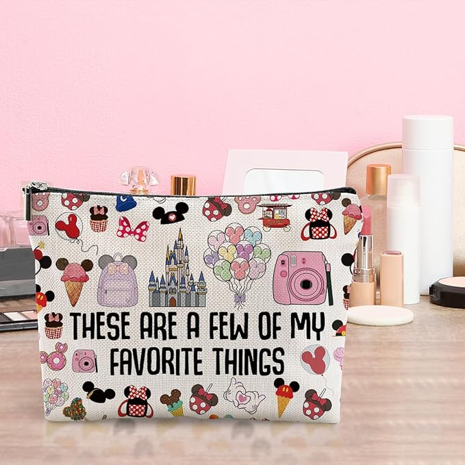Vacation Trip Gift Fairytale Fans Makeup Bag Mouse Family Trip Snacks Cosmetic Bag Fairy Tales Gifts Cartoon Character Lover Gift Mouse Ice Cream Travel Toiletry Makeup Organizer Zipper Pouch