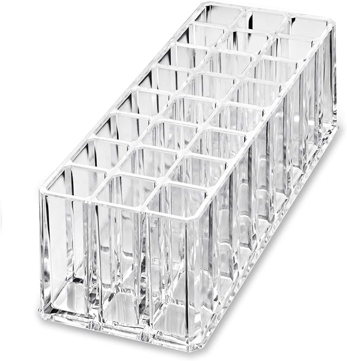 BY ALEGORY (Set Of 2) Acrylic Makeup Brush Organizer 24 Space Storage w/Deep Slots For Cosmetic Beauty Brushes Refillable Container - Clear