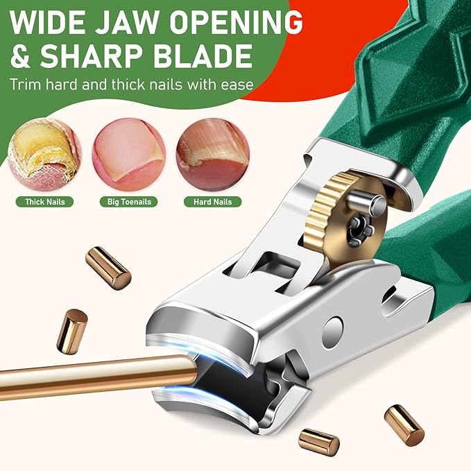 2026 Toenail Clippers for Thick Toenails for Seniors, Wide Jaw Opening Nail Clippers, Heavy Duty Ingrown Toenail Clippers Nail Cutters, Ultra Sharp Slanted Nail Clippers, Dual Green