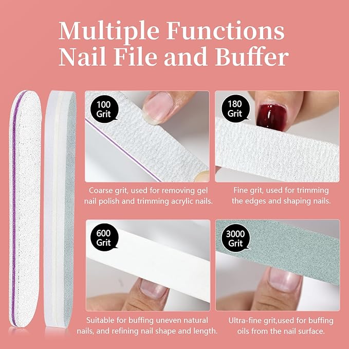 JODSONE Gel Nail Polish Remover Kit 2Pcs Gel Remover 1Pc Latex Tape Liquid Professional Soak Off Gel Nail Removal Set for Nail Art Manicure Pedicure at Home Includes Sanding Strips and Steel Pushers