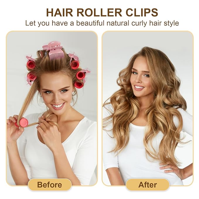 Hot Roller Clips -10PCS Hair Roller Clip - Hair Curler Claw Clip - Replacement Roller Clips for Women Girls Hair Section Styling - Pink