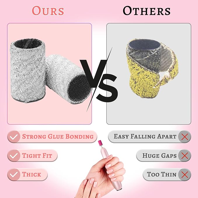 100Pcs Nail Sanding Bands for Nail Drill 240Grit, Fine Grit Nail Sanding Bands for Nail Drill with 3/32” Nail Sanding Bit for Natural Nail, Nail Drill Sanding Bands Set for Manicure & Pedicure