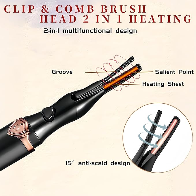 Heated Eyelash Curler - 2 in 1 Clip-Type Eyelash Curlers - Electric Eyelash Curler Rechargeable for 24H Long Lasting, 3 Heating Modes, 8S Fast Heating, Makeup Tool Gifts for Women Girls, Black-FA