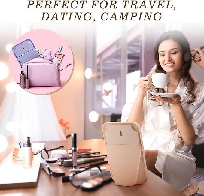 48 Pack Desktop Makeup Mirror Bulk 90° Adjustable Portable 8" Vanity Table Mirror with Stand, Folding Travel for Makeup Party Spa Party, Women, Cosmetics Personal Beauty (Light Colors)
