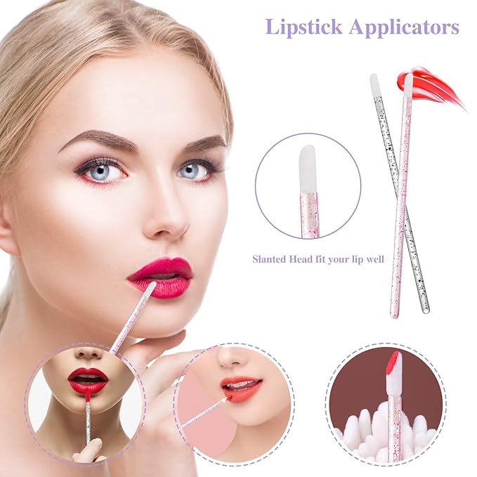 270 PCS Crystal Disposable Makeup Applicators Kit, Makeup Artist Must Haves Tools 100 Mascara Wands 100 Lipstick Applicators 70 Eyeliner Brushes with Organizer Box Galentines Valentines Day Gifts
