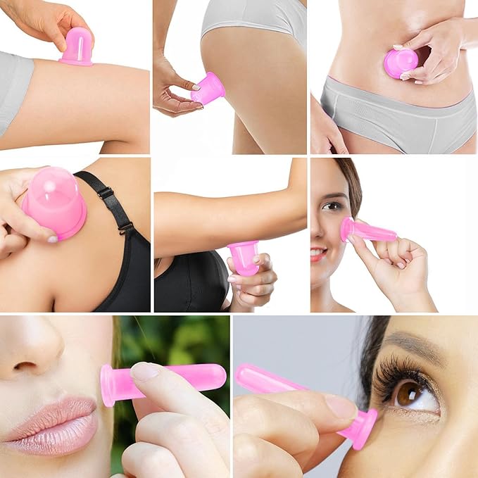 500-miles Cupping Therapy Sets 7Pcs Silicone Anti Cellulite Cup Vacuum Suction Massage Cups Facial Cupping Sets Body and Face Massager for Adults Home Use
