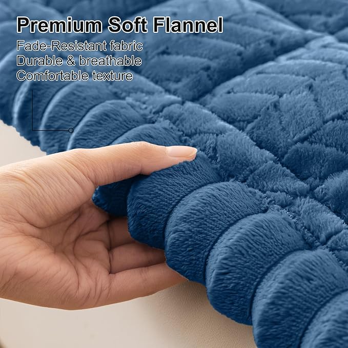 Smiry Non Slip Couch Covers for Dogs, Fuzzy Pet Couch Covers for 2-3 Cushion Sofa Pet Friendly, Soft Sofa Slipcovers Cushion Furniture Protector Washable (Navy Blue, 27.6" x 59")