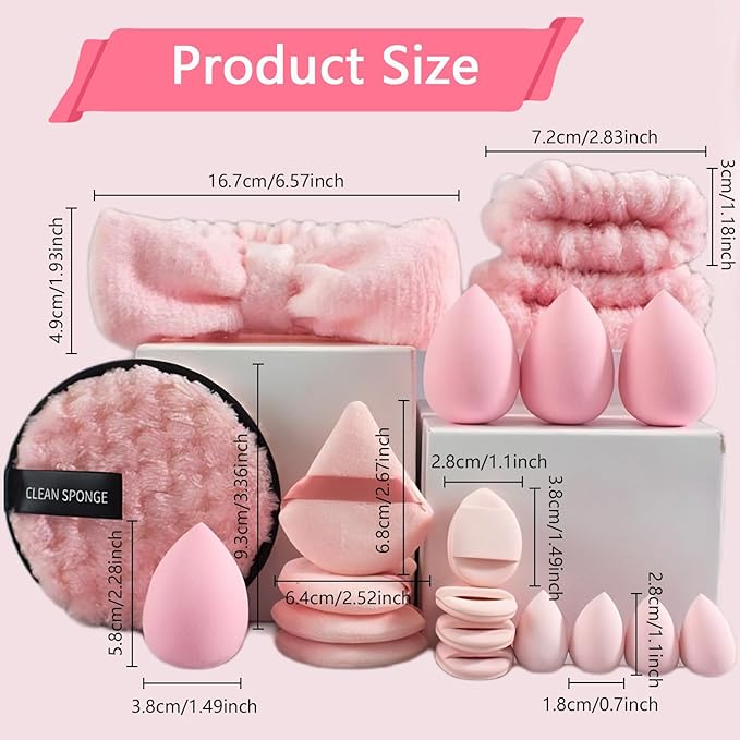suniya Skincare Face Wash Spa Headband and Wristband Set Makeup Sponges Set Face Soft Triangle Makeup Puff Sponge Pieces Powder Puff Women and Teen Girl Gifts Trendy Stuff （Purple）