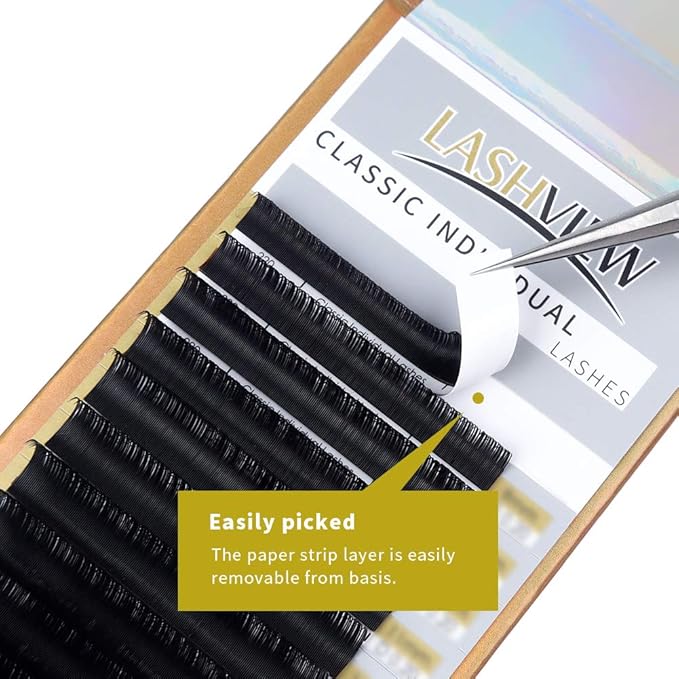 LASHVIEW 0.20 Thickness Eyelash Extensions C Curl 9mm Silk Mink Fake Natural Thick Lashes Individual Semi-Permanent Eyelashes Silk lashes (Salon Use)