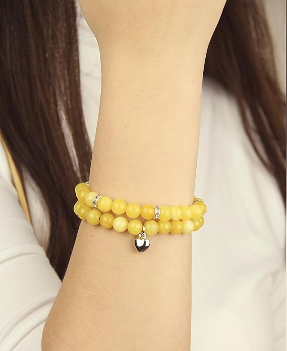 2Pcs Healing Crystal Bracelets for Women Handmade Beaded Bracelet Healing Prayers Crystal 8mm Natural Stone Beads Bracelet Stress Relief Get Well Soon Gifts