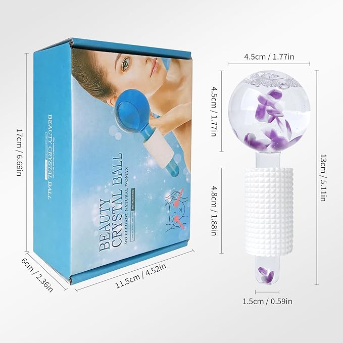 Ice Globes & Ice Roller for Face and Eyes - Facial Massage Tools for Skin Care, Reduce Wrinkles & Puffiness, Cooling Globes & Roller Ball for Glowing Skin 2PCS (Purple)