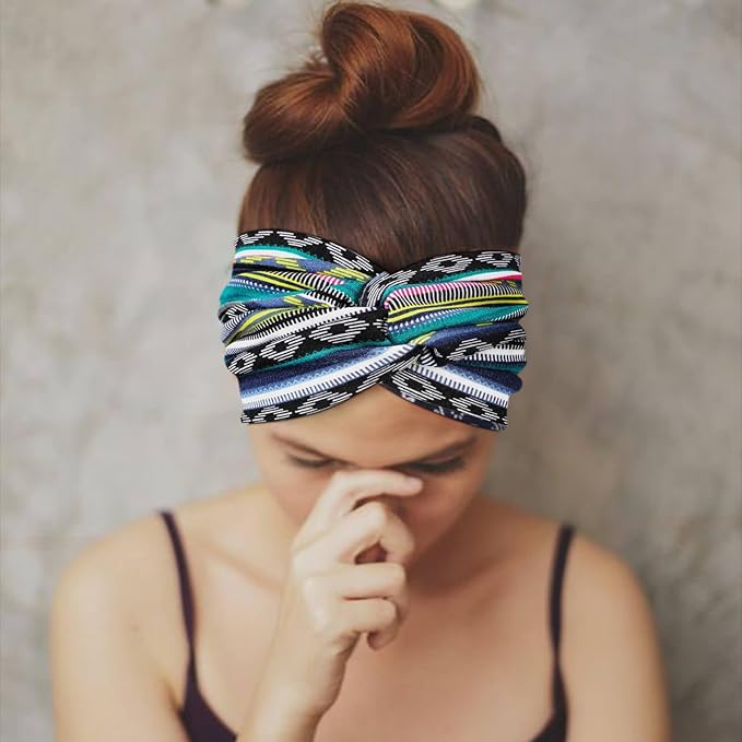 Extra Wide Headbands for Women Large Turban Headband Non Slip Boho Elastic Hairband Hair Twisted Knot Head Bands Accessories