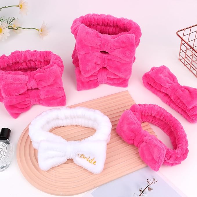 CIEHER Spa Headband, 8 Pcs - Bachelorette Party Favors, Bride & Bridesmaid Gifts, Skincare Makeup Face Wash Headbands