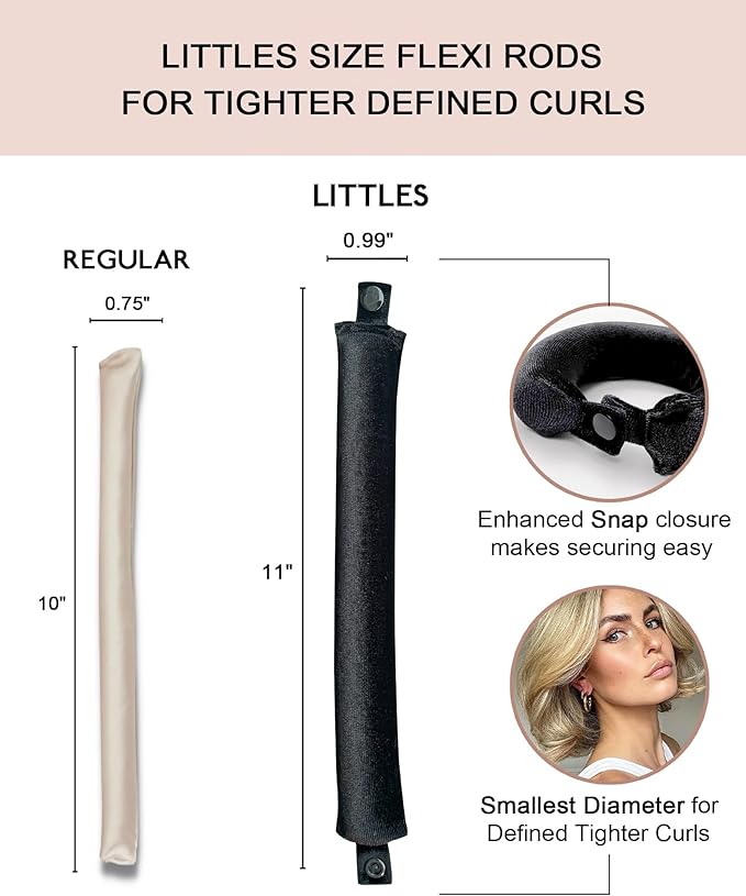 Littles Heatless Curls Overnight Rods Velvet Hair Curler to Sleep in No Heat Heatless Curling Iron Foam Sponge Flexi Rods Hair Rollers for Long Short Hair Care Styling Tools Black
