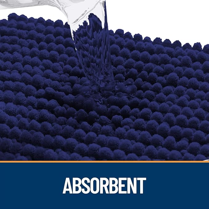 OLANLY Dog Door Mat for Muddy Paws 47x17, Ultra Absorbent Chenille Mud Doormat, Non-Slip Washable and Dirt Trapping Doormat for Indoor Entryway, Quick-Dry Indoor Pet Bed Mats for Dogs, Navy Blue