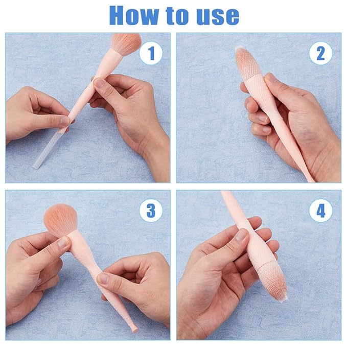 SUPERFINDINGS 150Pcs Makeup Brushes Protector 3 Sizes Pen Guard Protector Reusable Expandable Mesh Cover Cosmetic Brush Mesh Protector Stretch Saver Net for Eyeshadow Brushes(Not include Brushes)