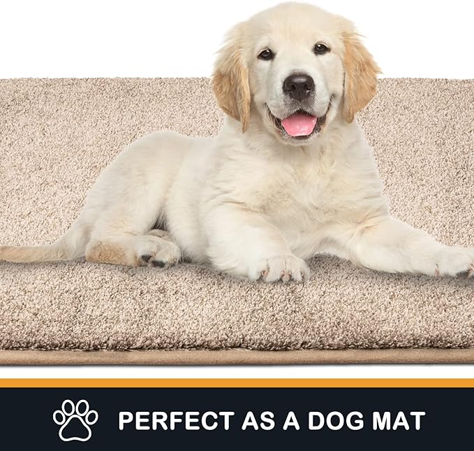 PURRUGS Dirt Trapping Door Mat 24" x 35.5", Non-Slip Machine Washable Entryway Rug, Dog Doormat, Indoor Front Door Mat, Super Absorbent Entry Rug for Muddy Shoes & Paws, Taupe